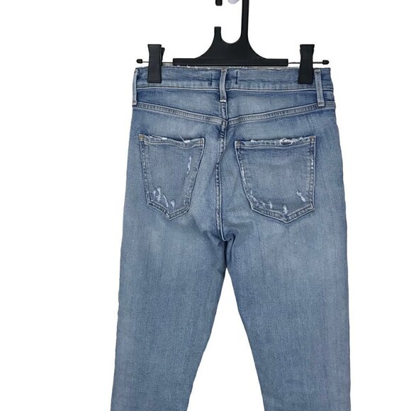 Agolde High Rise 5 Pocket Zip Up Distressed Jeans Size 24 - Picture 6 of 8